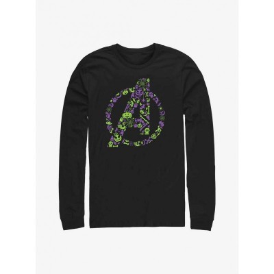 Marvel Black Spooky Avengers Long Sleeve Tee for Men