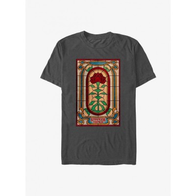 Stranger Things Grey Stained Glass Tee - Lightweight Men's Cotton