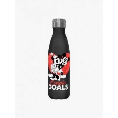 Disney Mickey and Minnie Couple Goals Black Water Bottle