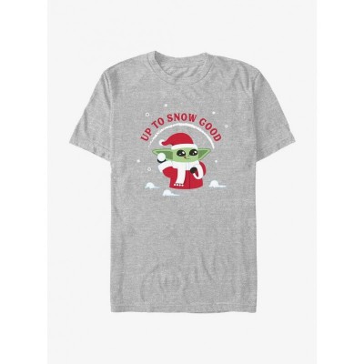 Star Wars Mandalorian Grogu Christmas T-Shirt - Grey Comfort Fit