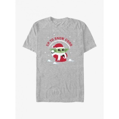 Star Wars Mandalorian Grogu Christmas T-Shirt - Grey Comfort Fit