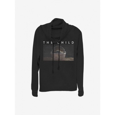 Mandalorian Child Cowlneck Sweatshirt for Girls - Lightweight Black Top