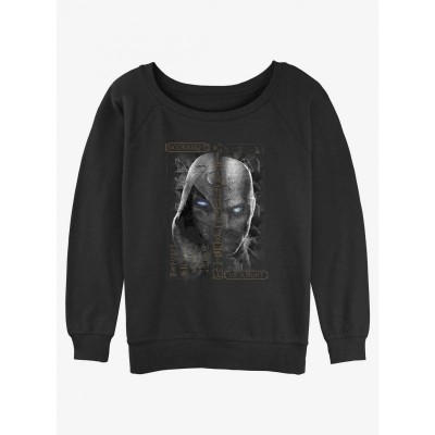 Marvel Moon Knight Girls Lightweight Slouchy Sweatshirt - Mr. Knight Design in Black
