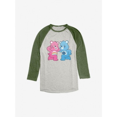 Care Bears Cheer and Grumpy Tee - Men's Green Raglan