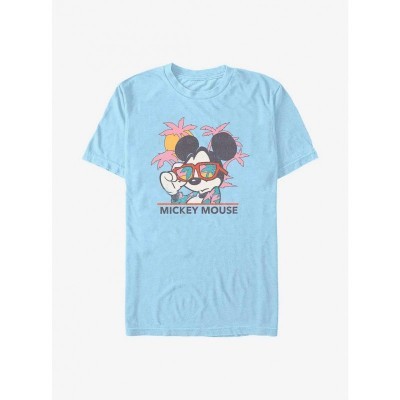 Disney Beach-Themed Mickey Mouse T-Shirt - Men's Blue