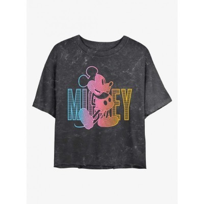 Disney Mickey Mouse Pose Mineral Wash Lightweight Crop T-Shirt for Girls - Multi