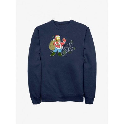 Simpsons Santa Homer Jelly Season Men's Blue Sweatshirt