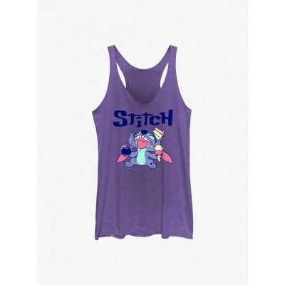 Dsny Lilo Stitch Purple Raw Edge Tank Top for Girls
