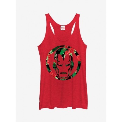 Marvel Girls Iron Man Floral Print Tank - Red