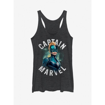 Marvel Captain Marvel Blue Suit Girl's Tank Top - Black