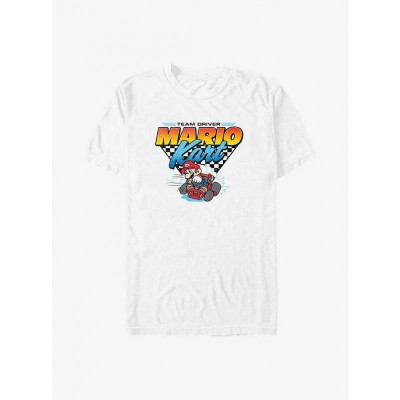 Mario Kart Big & Tall T-Shirt for Men - White Mario Team Graphic