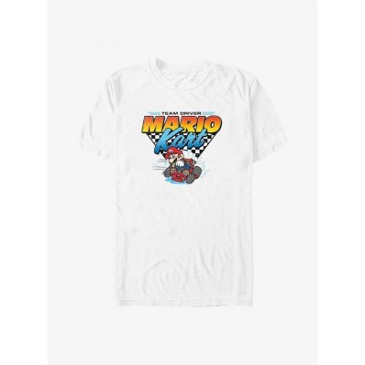 Mario Kart Big & Tall T-Shirt for Men - White Mario Team Graphic
