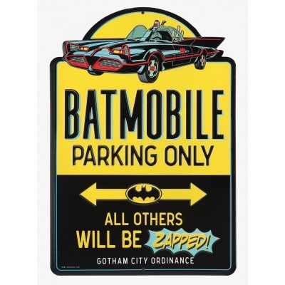 Batman Themed "Batmobile Parking Only" Embossed Tin Sign