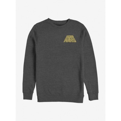 Star Wars Grey Slant Logo Distressed Crew Sweatshirt for Men