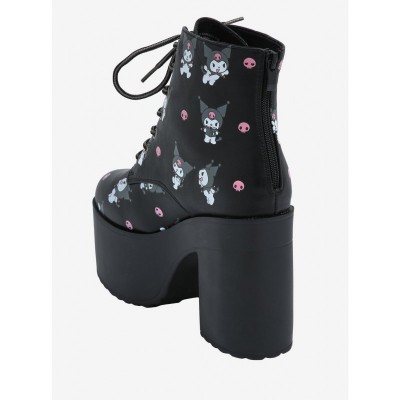 Kuromi Devilishly Cute Lace-Up Platform Boots for Women