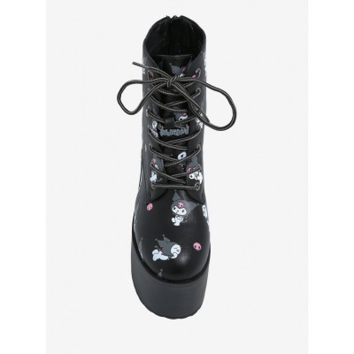 Kuromi Devilishly Cute Lace-Up Platform Boots for Women