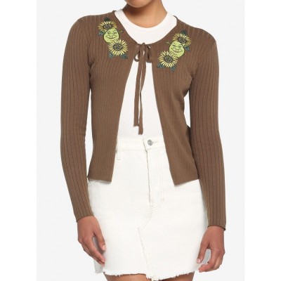 Shrek Sunflower Embroidered Tie-Front Skimmer Cardigan for Girls