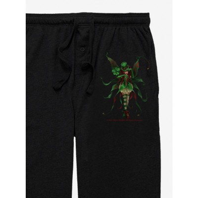 Trick Fairies Unisex Jester Shamrock Pajama Pants - Black