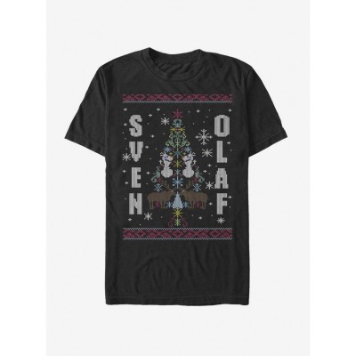 Disney Black Frozen T-Shirt for Men Featuring Sven & Olaf
