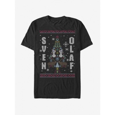 Disney Black Frozen T-Shirt for Men Featuring Sven & Olaf