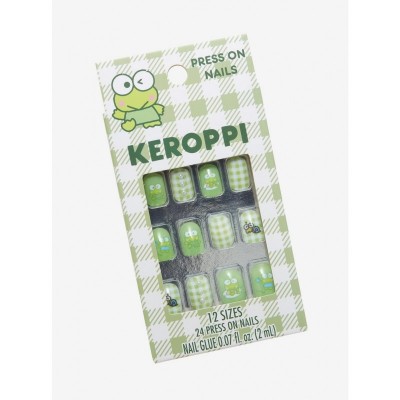Keroppi Faux Nails Set - 24 Pieces Green Nails with Glue