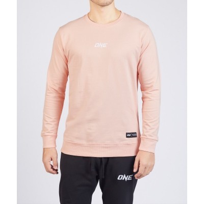 ONE Soft Logo Embroidered Sweatshirt in Peach Pink