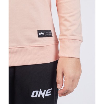ONE Soft Logo Embroidered Sweatshirt in Peach Pink