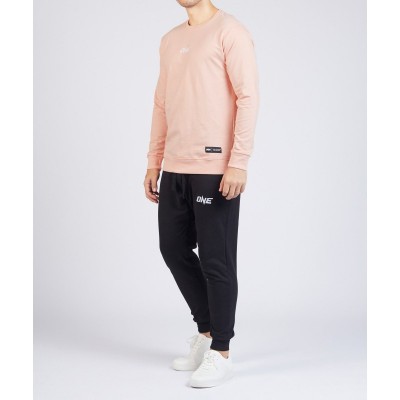 ONE Soft Logo Embroidered Sweatshirt in Peach Pink