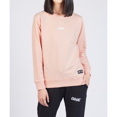 ONE Soft Logo Embroidered Sweatshirt in Peach Pink