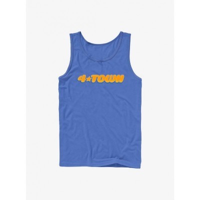 Disney Pixar Turning Red 4Town Logo Men's Cotton Tank Top - Blue