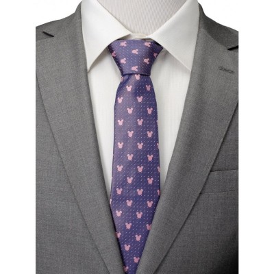 Disney Purple Pink Mickey Mouse Silk Tie for Men