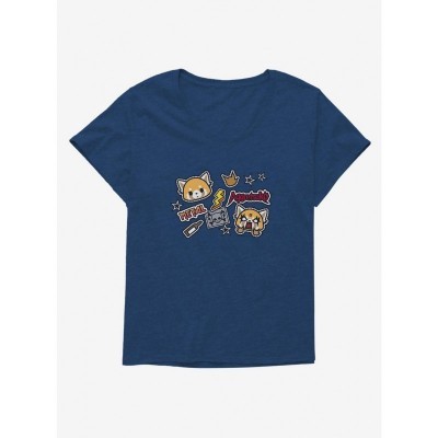 Aggretsuko Metal Concert Stickers Tee for Women Plus Sizes