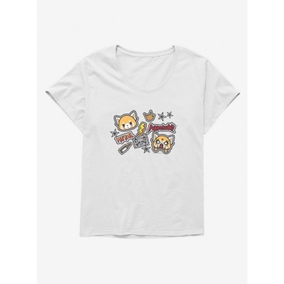 Aggretsuko Metal Concert Stickers Tee for Women Plus Sizes