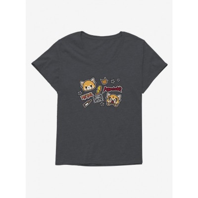 Aggretsuko Metal Concert Stickers Tee for Women Plus Sizes