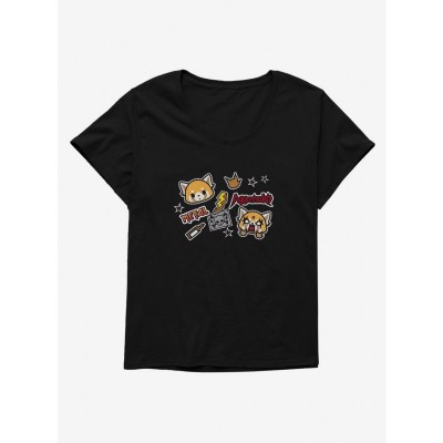 Aggretsuko Metal Concert Stickers Tee for Women Plus Sizes
