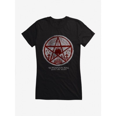Supernatural Pentagram Design Lightweight Cotton Tee for Girls