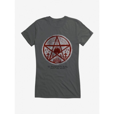 Supernatural Pentagram Design Lightweight Cotton Tee for Girls