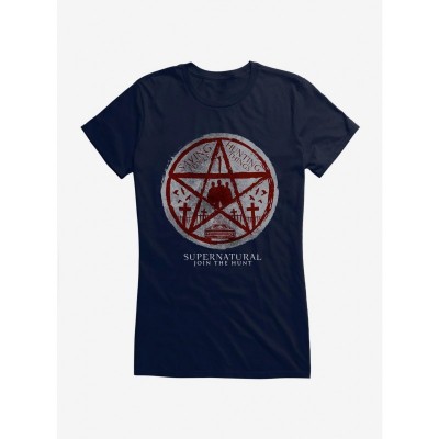 Supernatural Pentagram Design Lightweight Cotton Tee for Girls