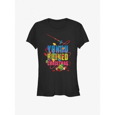 Marvel Yondu Ruined Christmas Tee for Girls - Holiday Guardians of the Galaxy Black