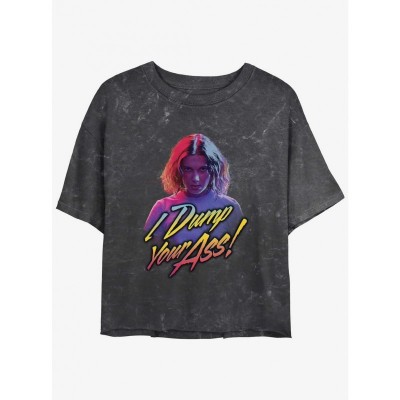 Stranger Things Mineral Wash Crop T-Shirt for Girls - Multi Colors