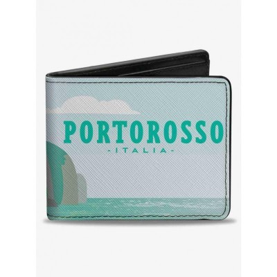 Disney Pixar Luca Portorosso Italy Scene Men's Premium Vegan Leather Bifold Wallet