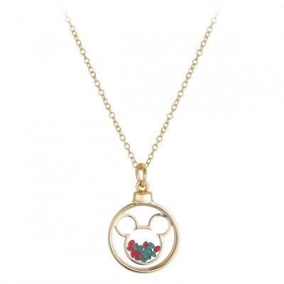 Mickey Mouse Shaker Necklace with Red and Green Crystals for Women