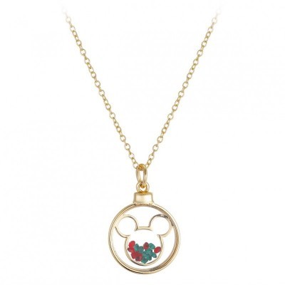 Mickey Mouse Shaker Necklace with Red and Green Crystals for Women