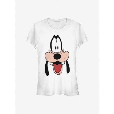 Disney Goofy Dad Big Face Design T-Shirt for Girls - White