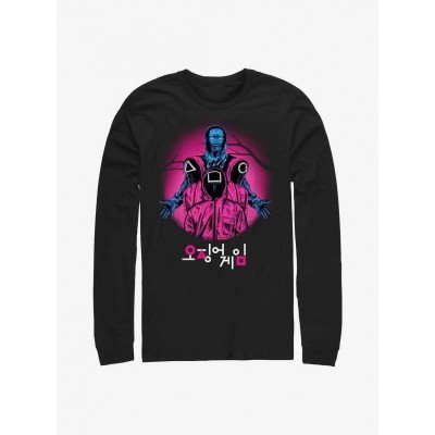 Squid Game Trio Scare Long Sleeve Men's Tee - Black