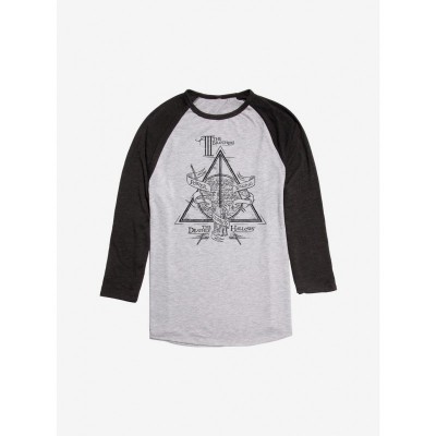 Harry Potter Deathly Hallows Raglan T-Shirt - Men's Black