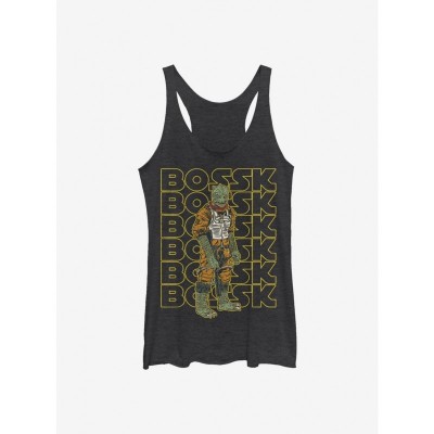 Bossk Retro Design Girls Tank Top - Heather Black