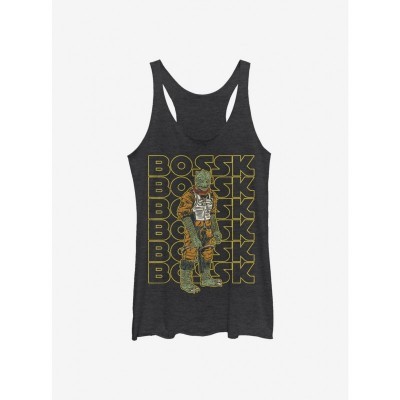 Bossk Retro Design Girls Tank Top - Heather Black