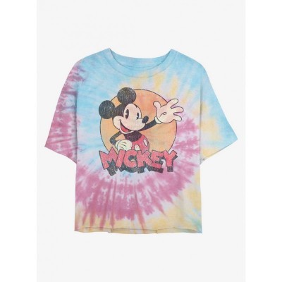 Disney Mickey Mouse Multi Tie Dye Junior Crop T-Shirt for Girls