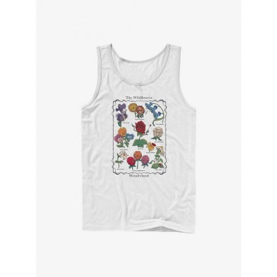 Disney Wonderland Wildflowers Cotton Tank Top for Men - White